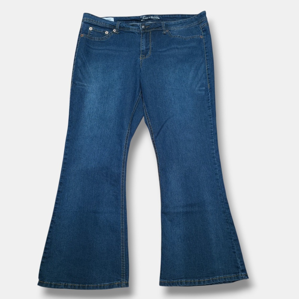 Source Of Wisdom Women's Jeans Slim Boot Cut Dark Wash Stretch Size 18 38 x 28‎